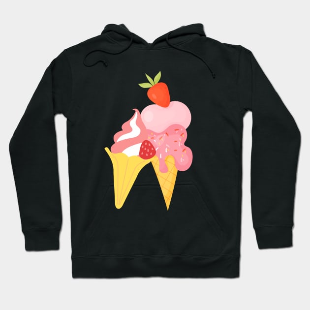 strawberry ice cream Hoodie by designfurry 